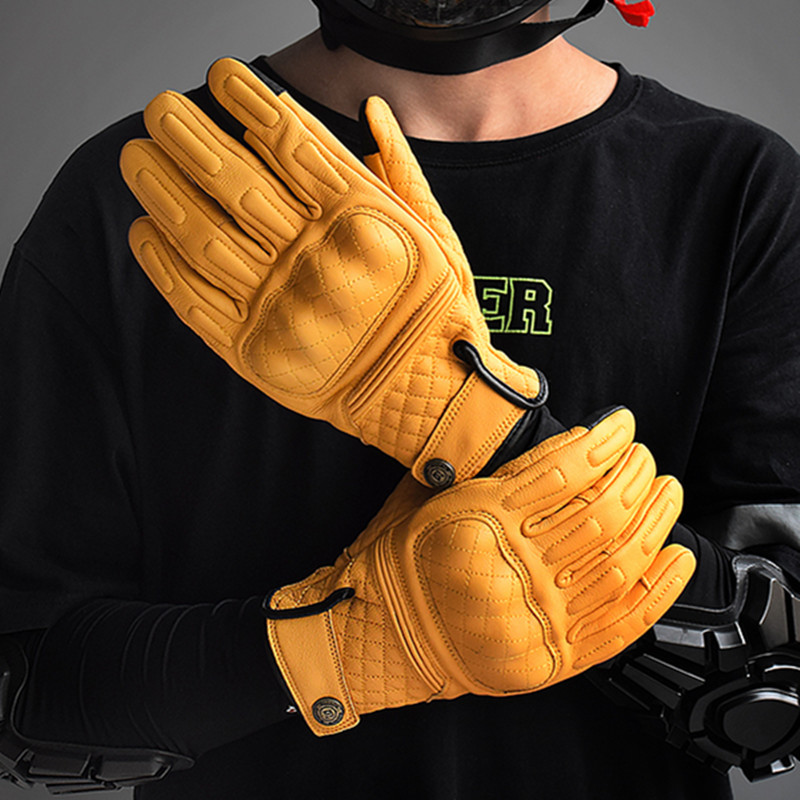 Motorcycle Gear Full Set - Retro Deri Motosiklet Eldivenleri Tam Parmaklı