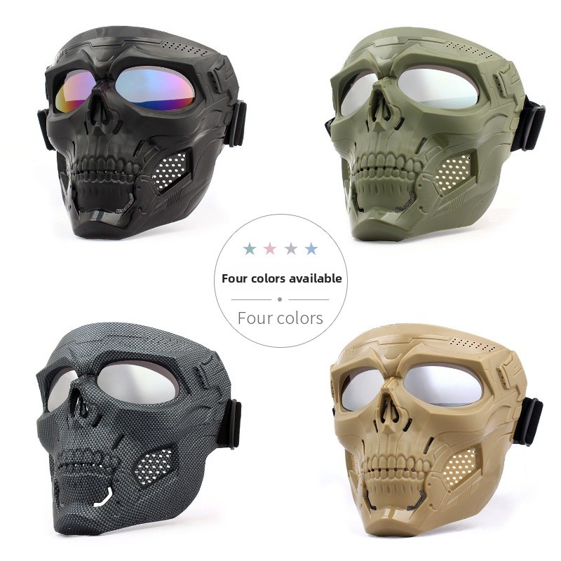Motorcycle Gear Full Set - Kafatası Desenli Motosiklet Tam Yüz Maskesi